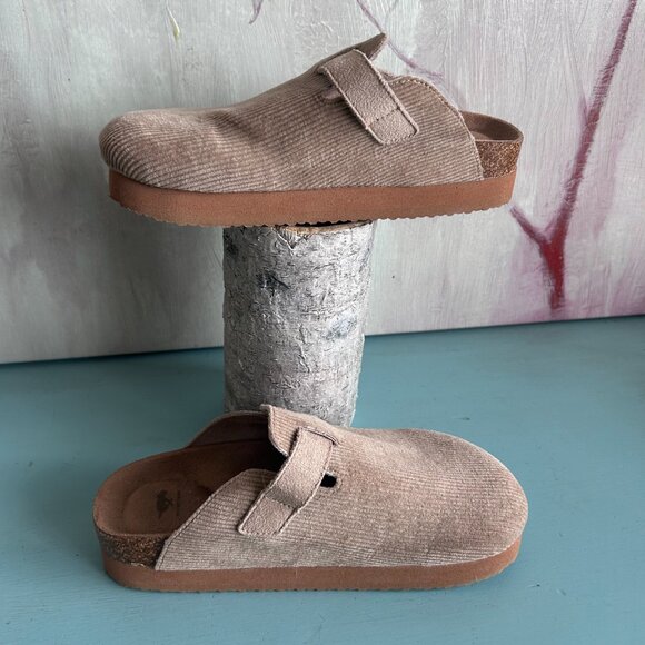 Rocket Dog Abel Plus Taupe Corduroy Platform Mule Slides Size 6 Slip On Womens - Picture 2 of 12